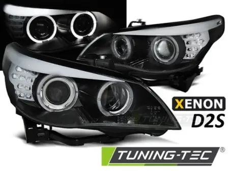 Biztonságos fizetés XENON D2S FÉNYSZÓRÓK ANGEL EYES FEKETE LED VISSZAJELZŐ illik BMW E60/E61 03-04