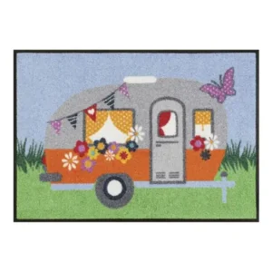 Végkiárusítás Happy Camping szőnyeg lakókocsi motívummal